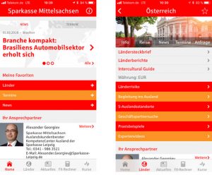 Screenshots der App S-weltweit