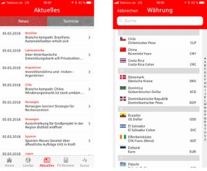 Screenshots der App S-weltweit
