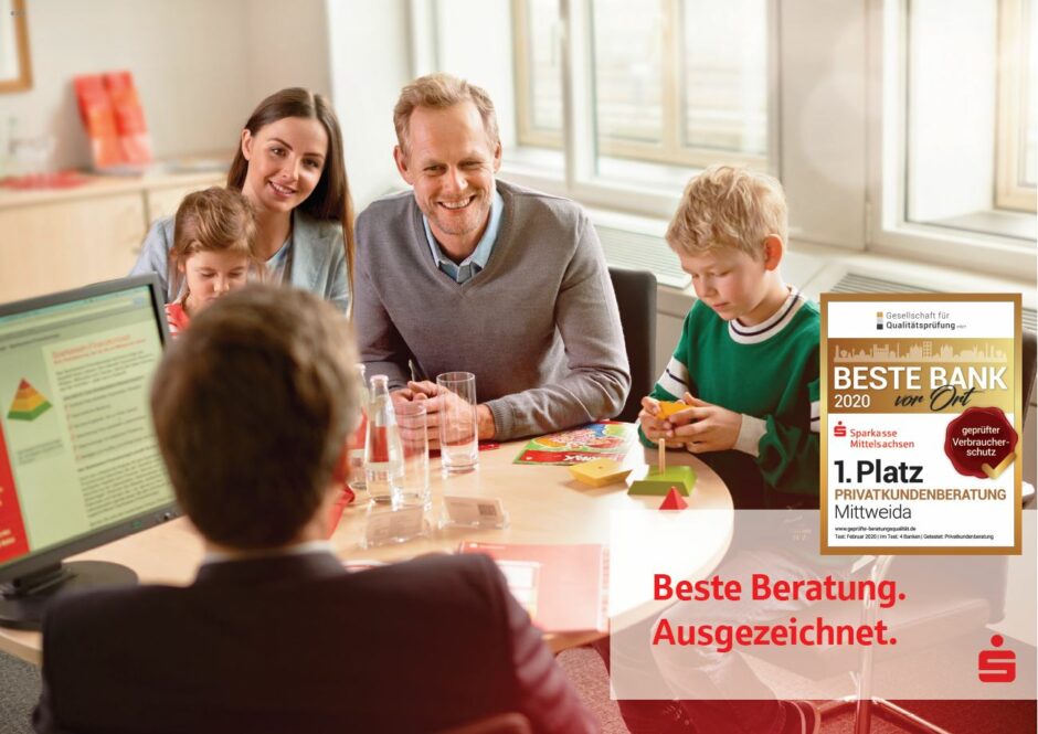 Beste Beratung. Ausgezeichnet. Beste Bank 2020 in Mittweida.
