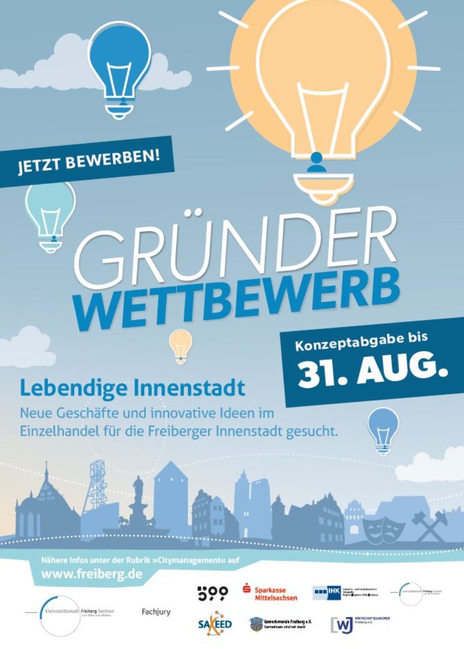 7. Gründerwettbewerb der Stadt Freiberg gestartet – Bewerbung bis 31. August möglich