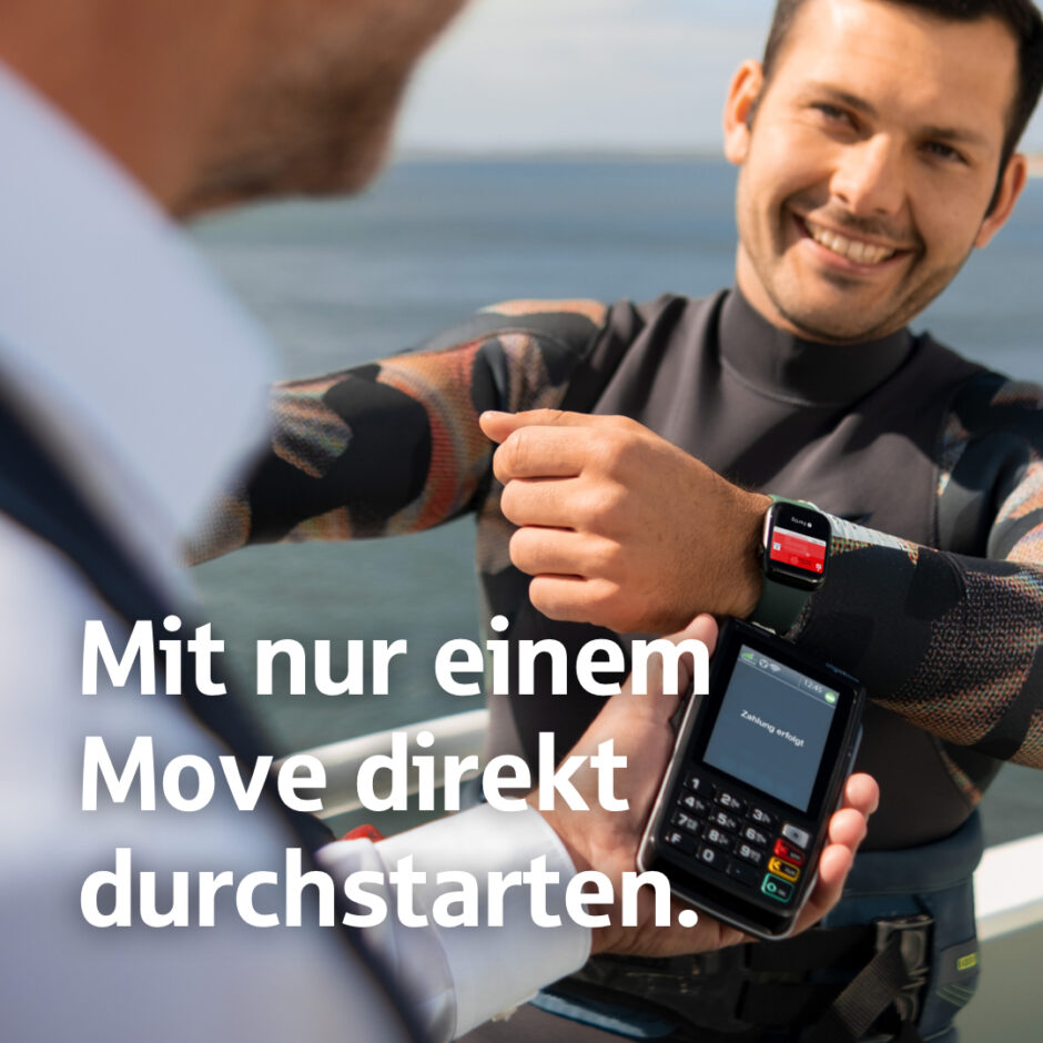 Mit Apple Pay und der Sparkasse kontaktlos zahlen.