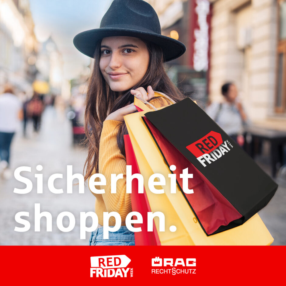 Sicherheit shoppen: Rechtsschutz mit 20 % Nachlass. In der Red Friday Week vom 25.11. bis 29.11.2024.