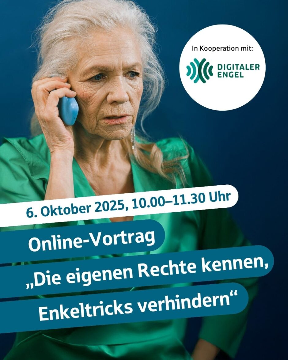 Beratungsdienst „Geld und Haushalt“ September: Online-Vortrag „Die eigenen Rechte kennen, Enkeltricks verhindern“